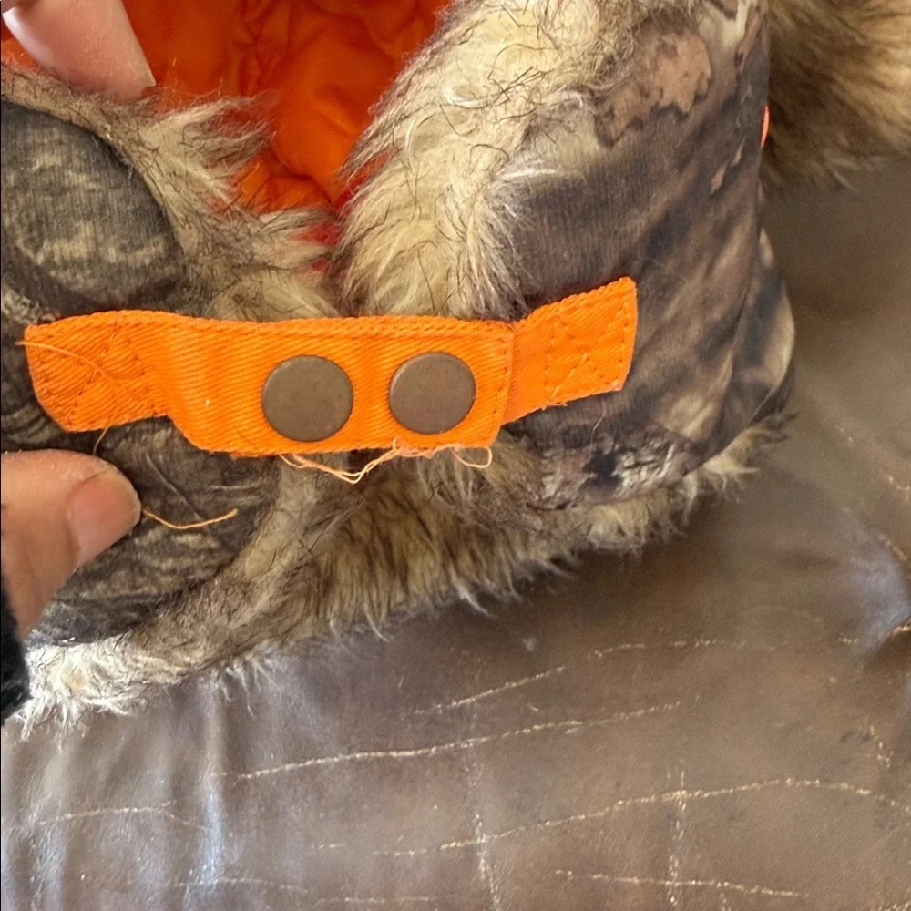 Wrangler Brown  faux Fur-Lined Hat with orange details
